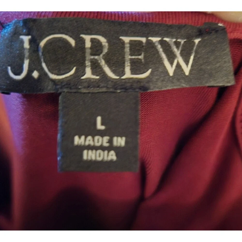 J Crew Ballet Dress Pleated Maxi Long Sleeves Burgundy Size Large Elegant Luxury